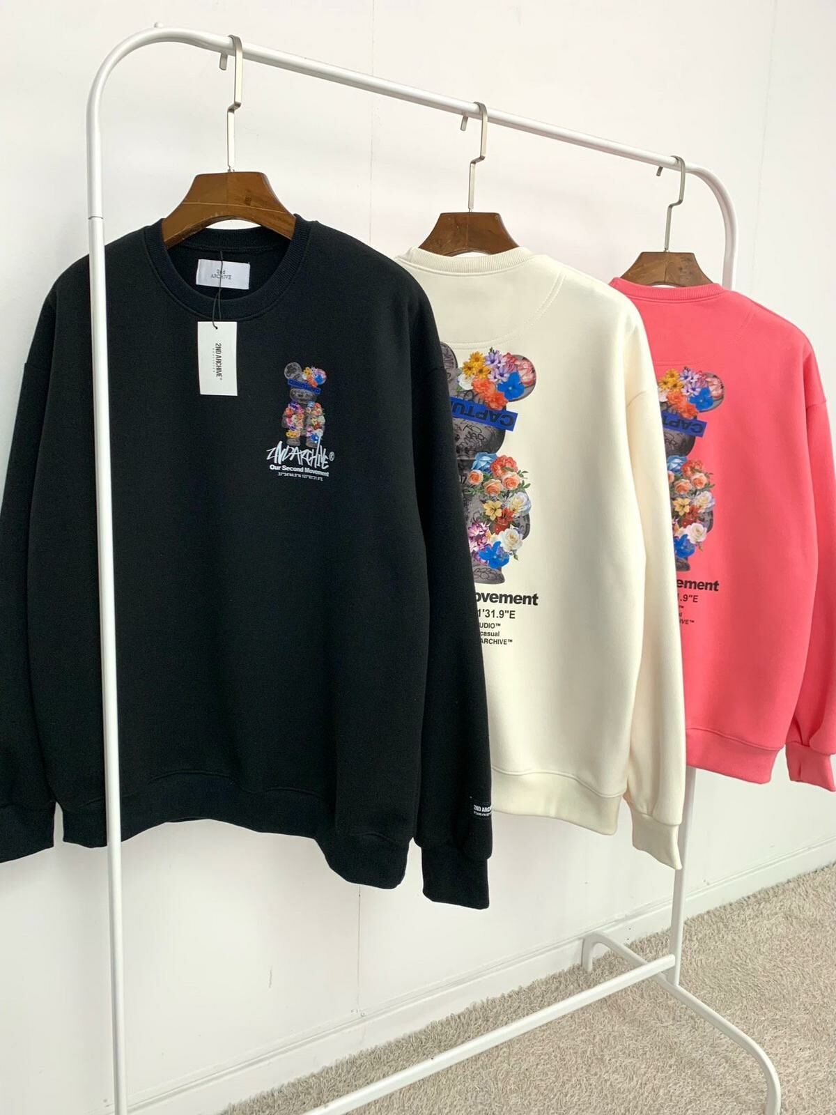 花花熊仔圖案英文字衛衣 2nd ARCHIVE-096T