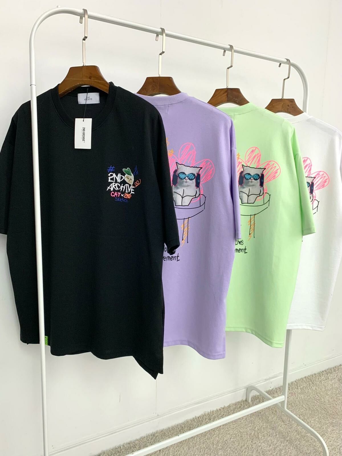 貓仔圖案英文字短袖Tee 2nd ARCHIVE-098T