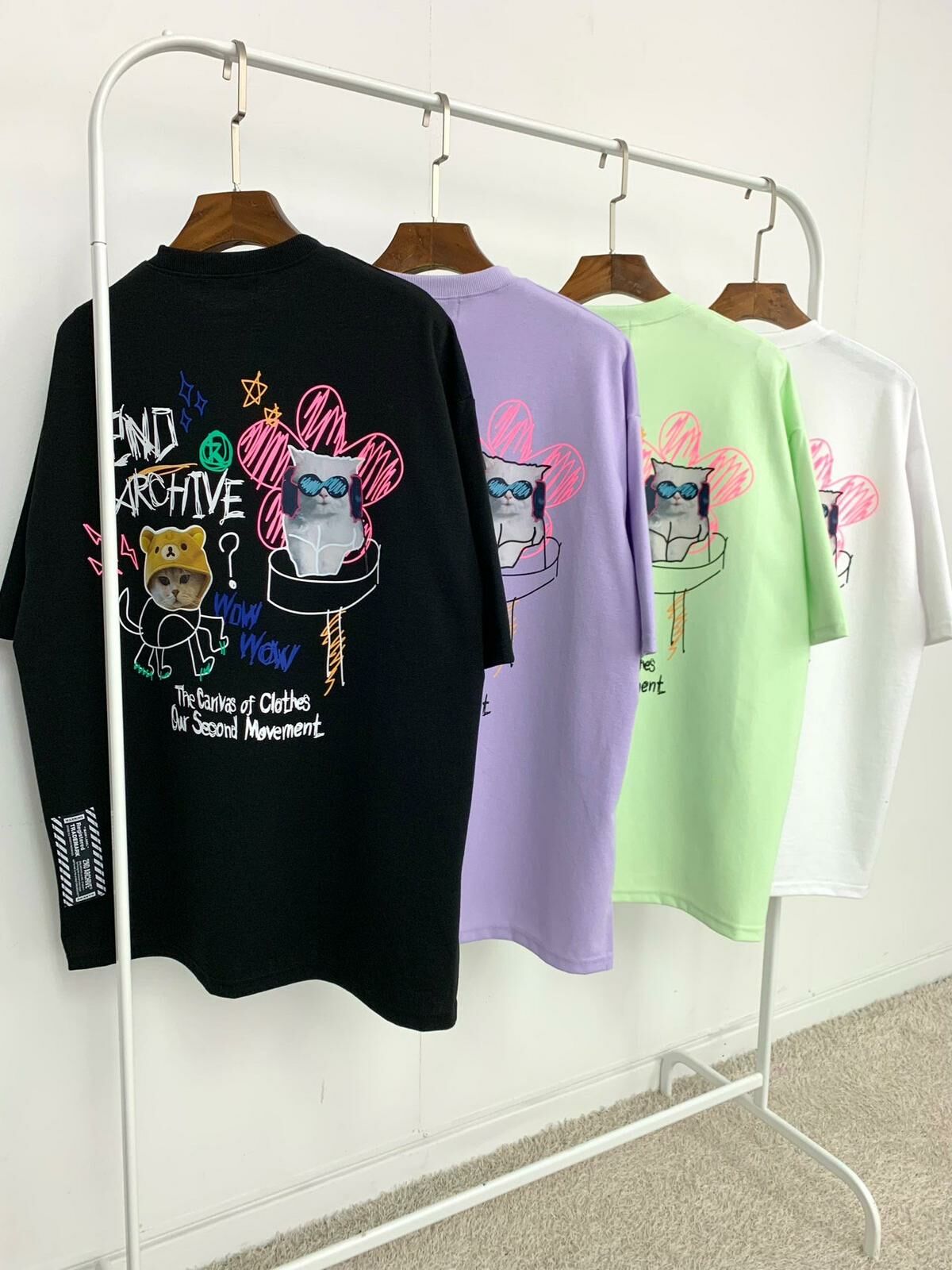 貓仔圖案英文字短袖Tee 2nd ARCHIVE-098T