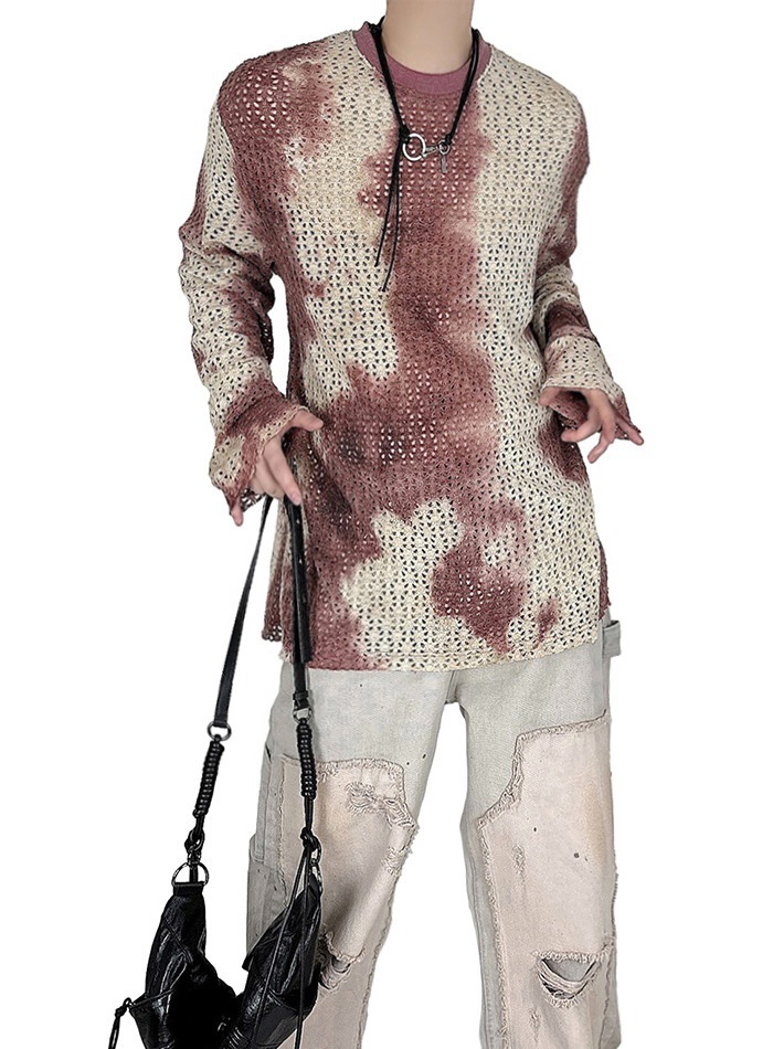 水印鏤空長袖T恤