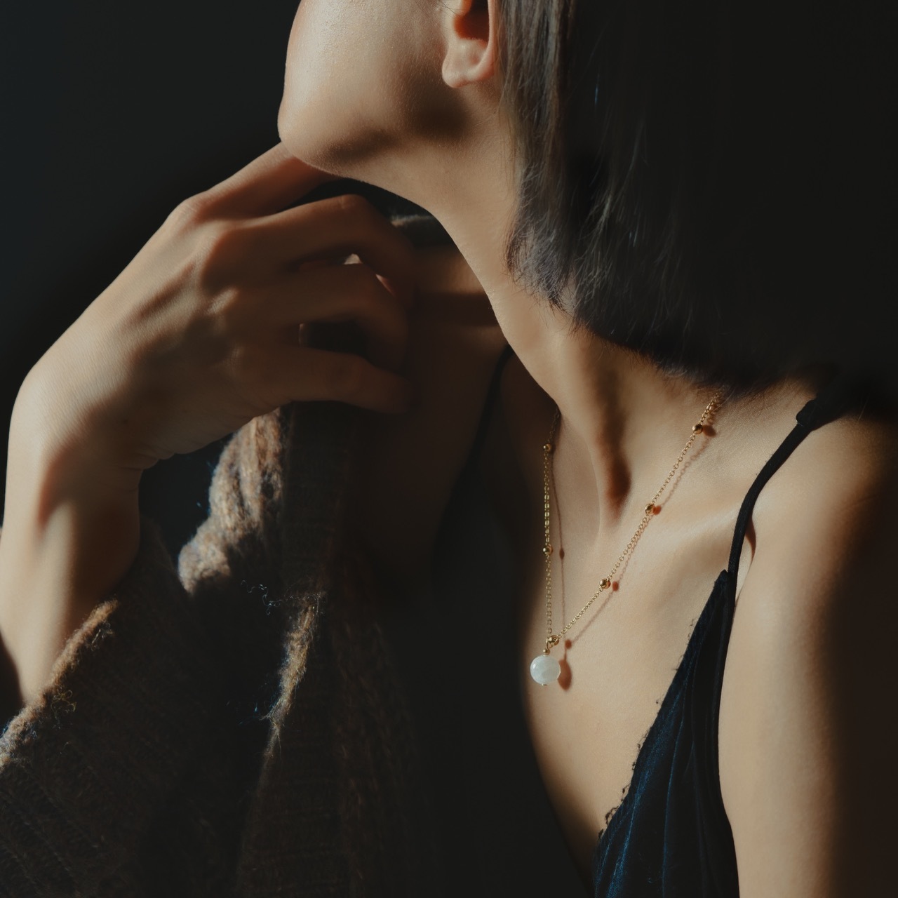 小華麗系列｜白月光石黃銅項鍊 N0011