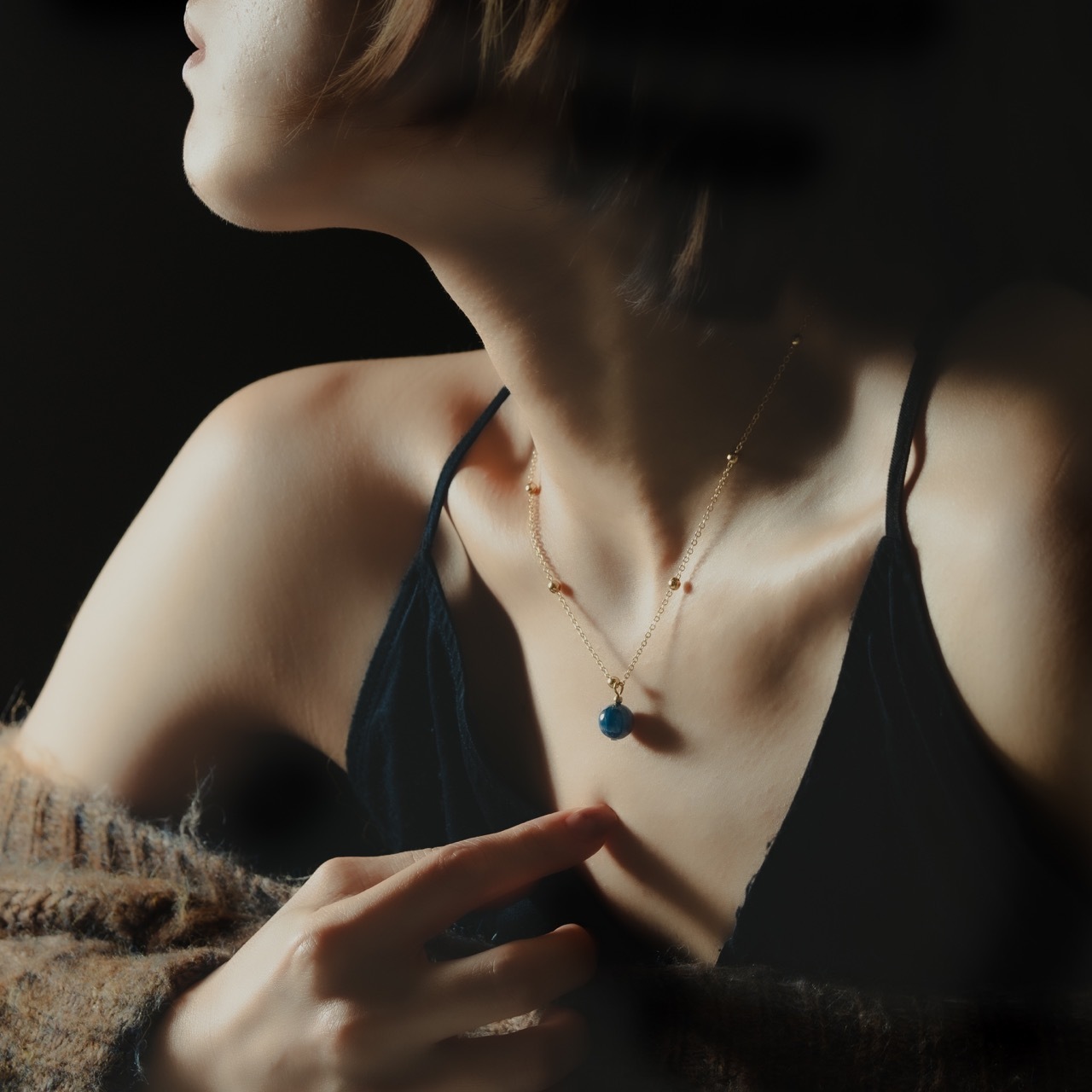 小華麗系列｜藍晶黃銅項鍊 N0010