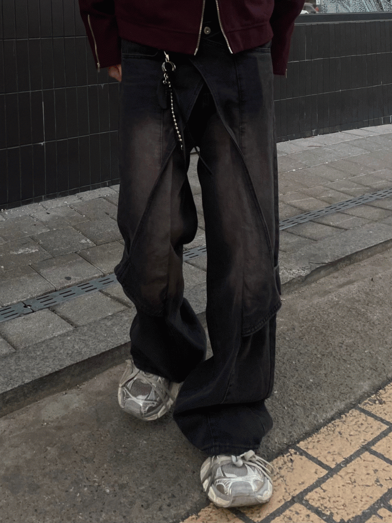 翻蓋雙扣牛仔褲