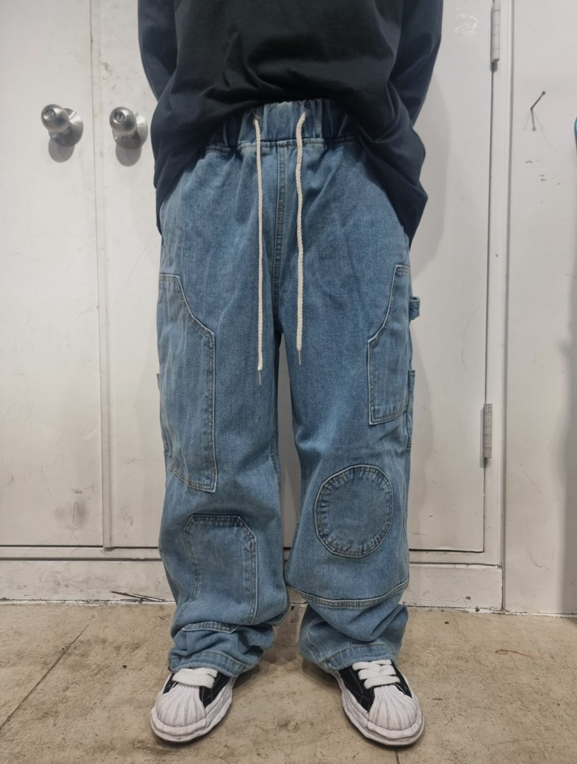 淨色工裝鬆身牛仔褲 P2741