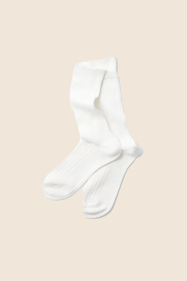 ROTOTO - R1461 LINEN COTTON RIBBED CREW 襪 (白)