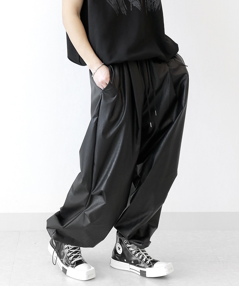 Cush皮革氣球繫帶褲