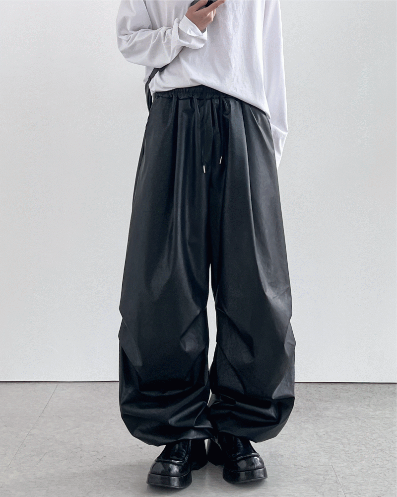 Cush皮革氣球繫帶褲