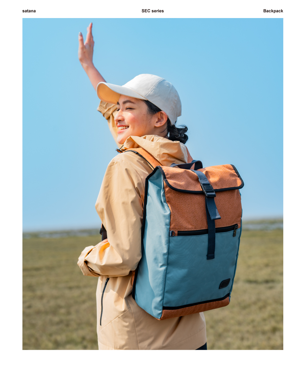 satana ECO 曦望後背包 焦橙橘拼接 SEC0070 朝氣形象照