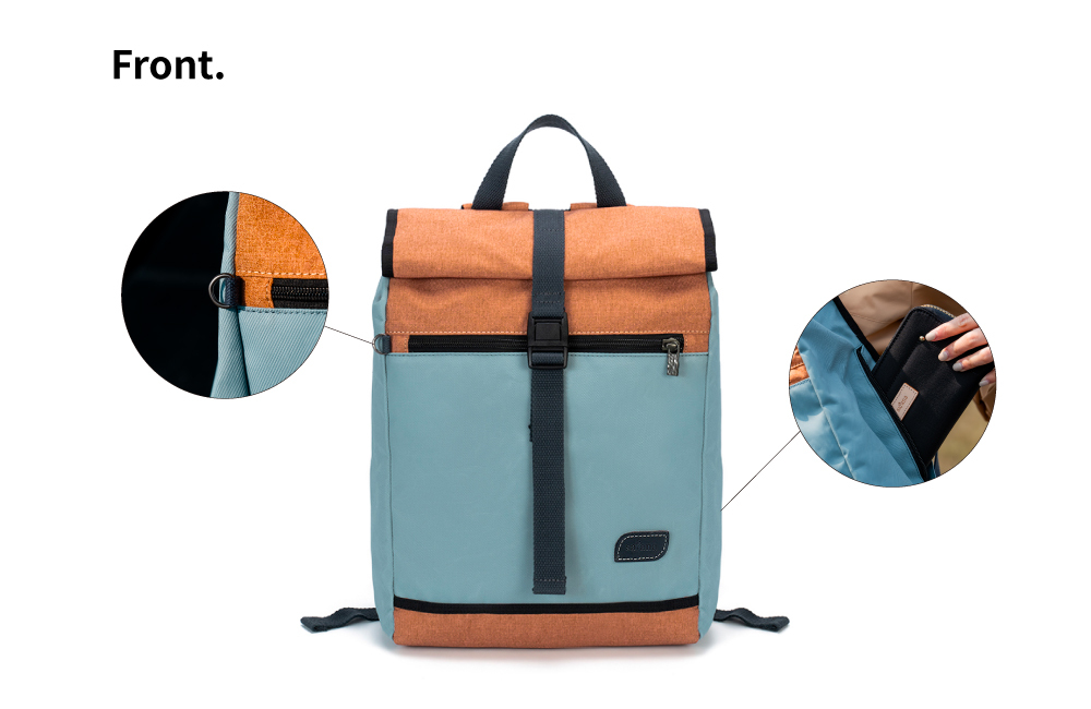 satana ECO 曦望後背包 焦橙橘拼接 SEC0070 正面照