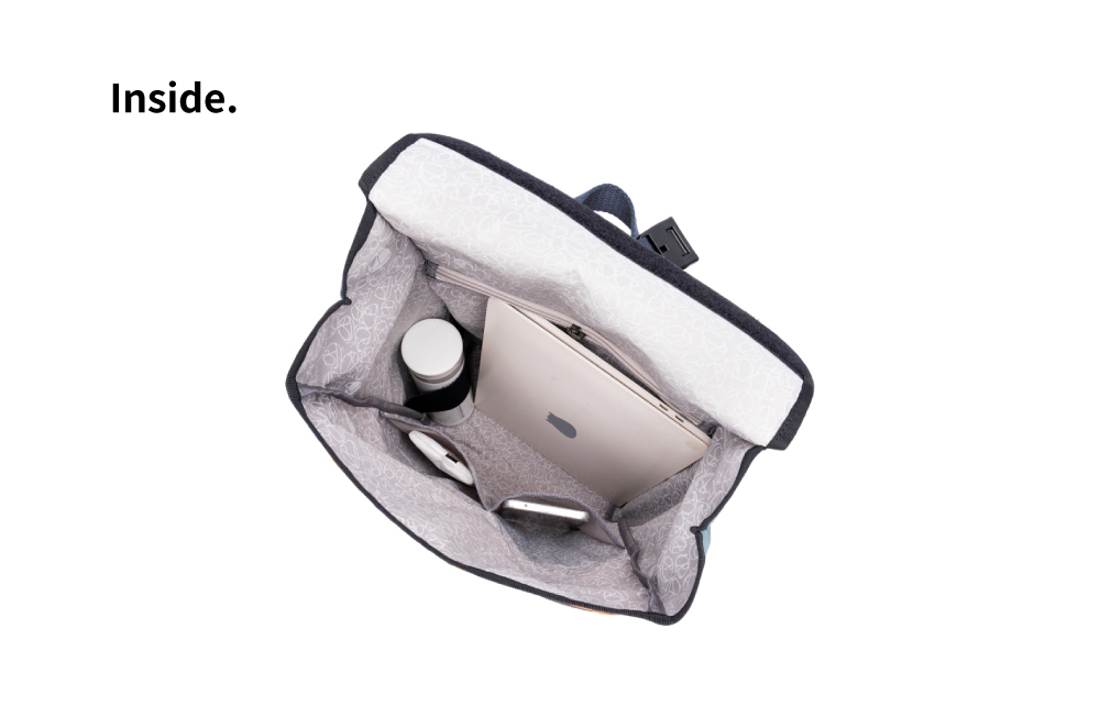 satana ECO 曦望後背包 焦橙橘拼接 SEC0070 內部隔層照