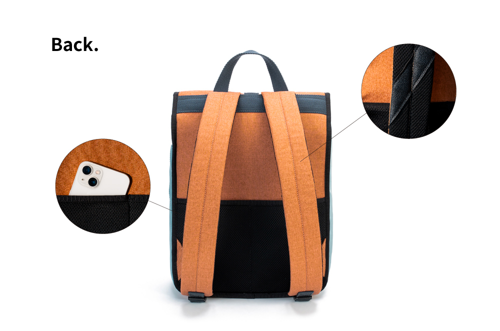 satana ECO 曦望後背包 焦橙橘拼接 SEC0070 背面照