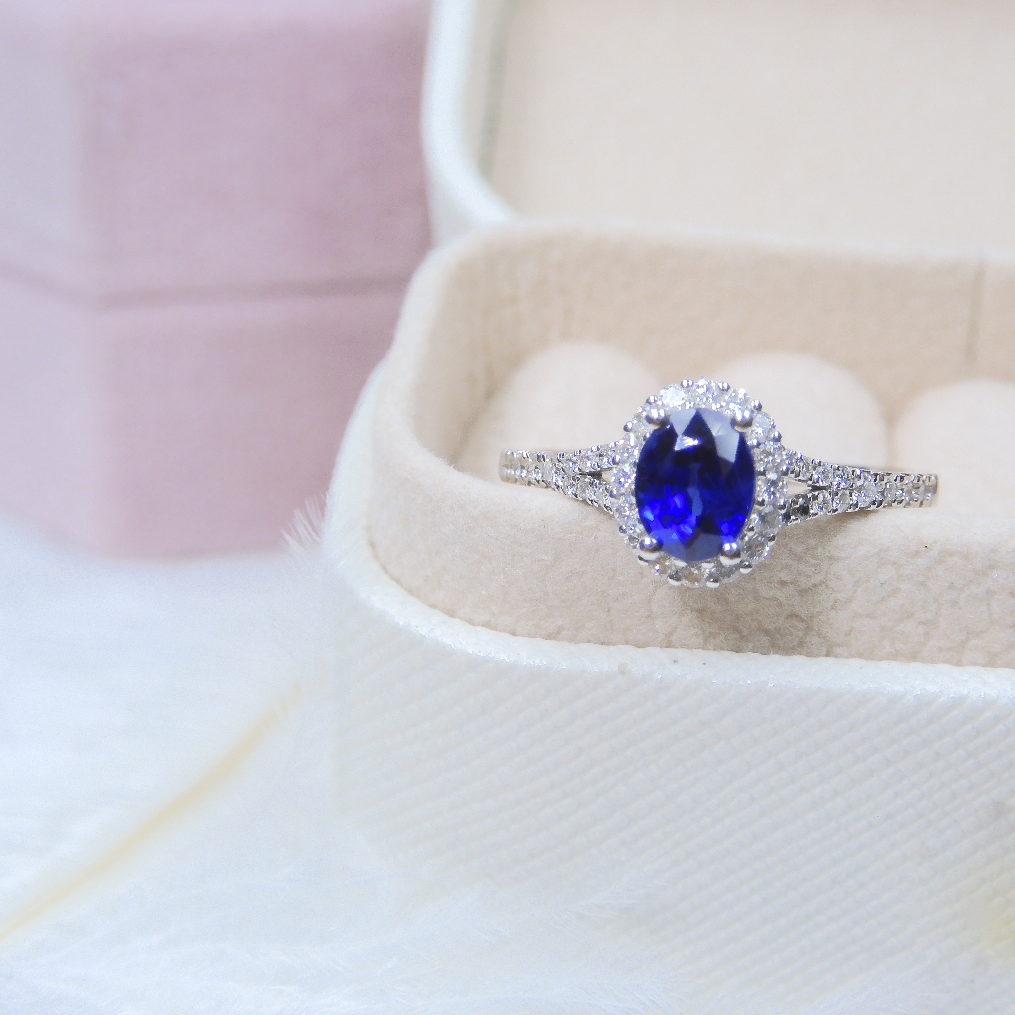 18K金 1ct 藍寶石戒指 (配國際證書)