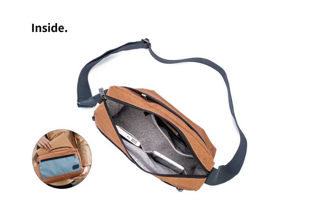 satana ECO 曦望斜背包 焦橙橘拼接 SEC0080 內部隔層照