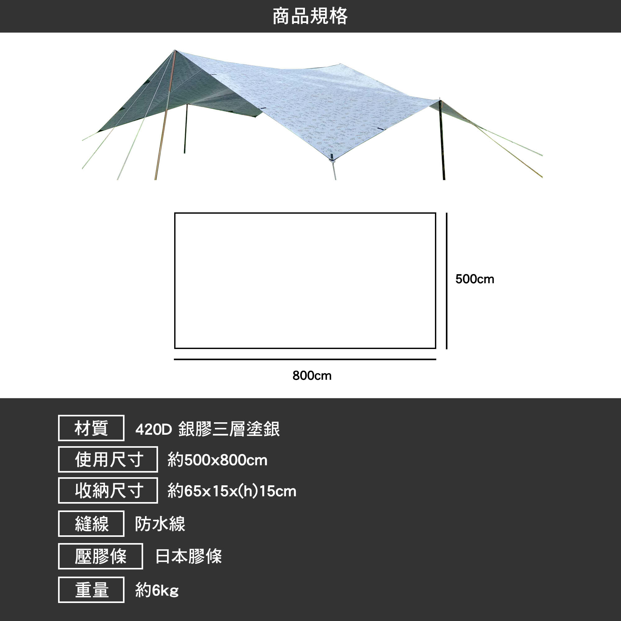 MB露營狂 5*8長方形天幕