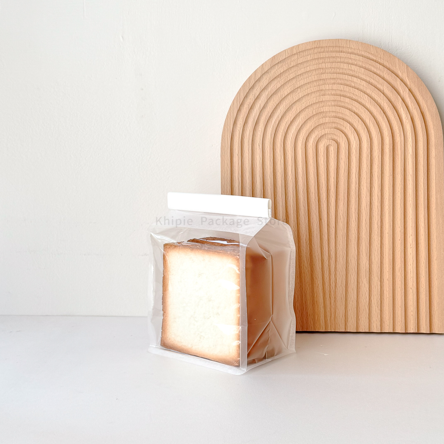 開窗捲邊吐司袋｜白色