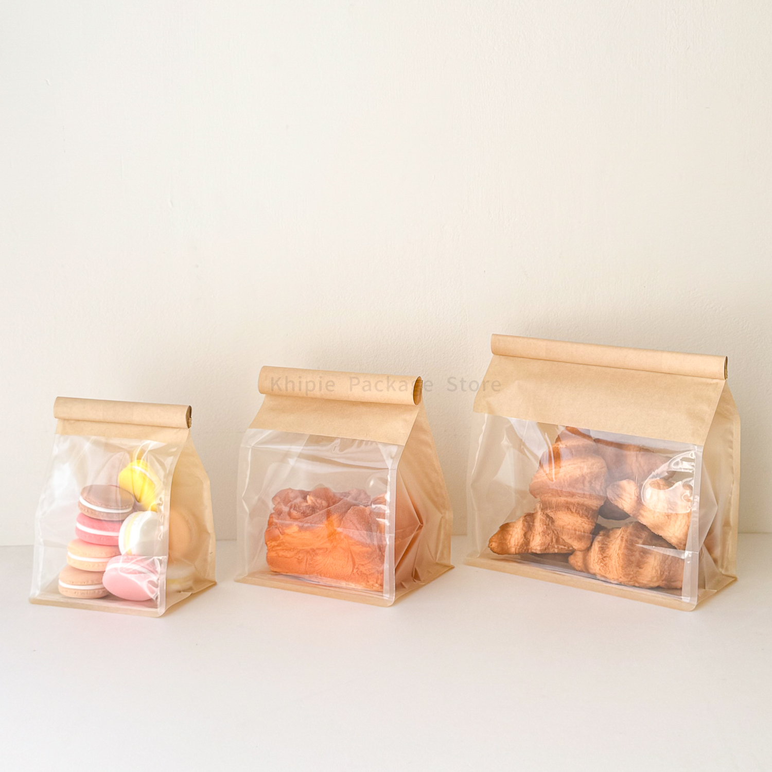 開窗捲邊吐司袋｜牛皮