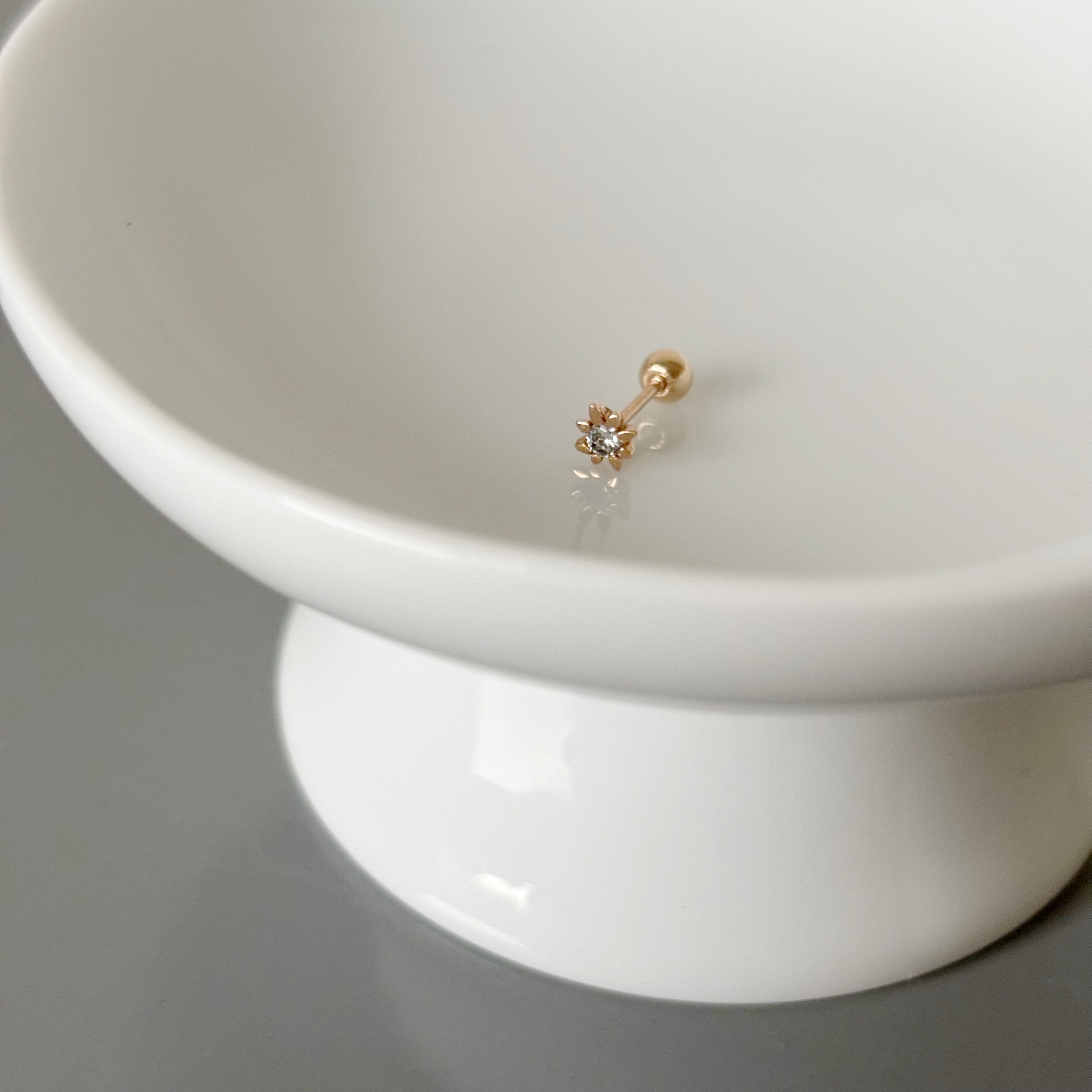 14k八芒星真鑽轉珠耳環