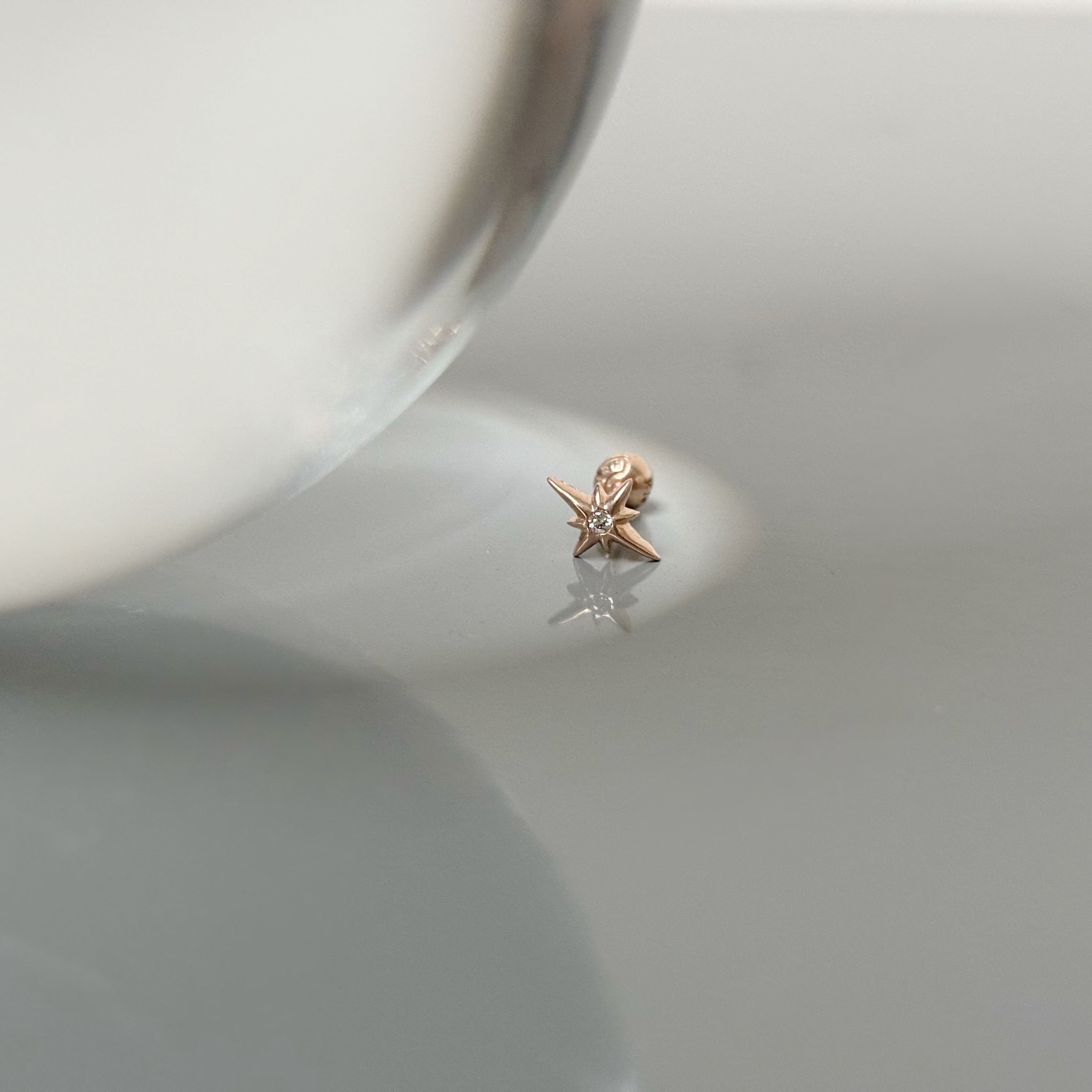 14k長星芒真鑽轉珠耳環