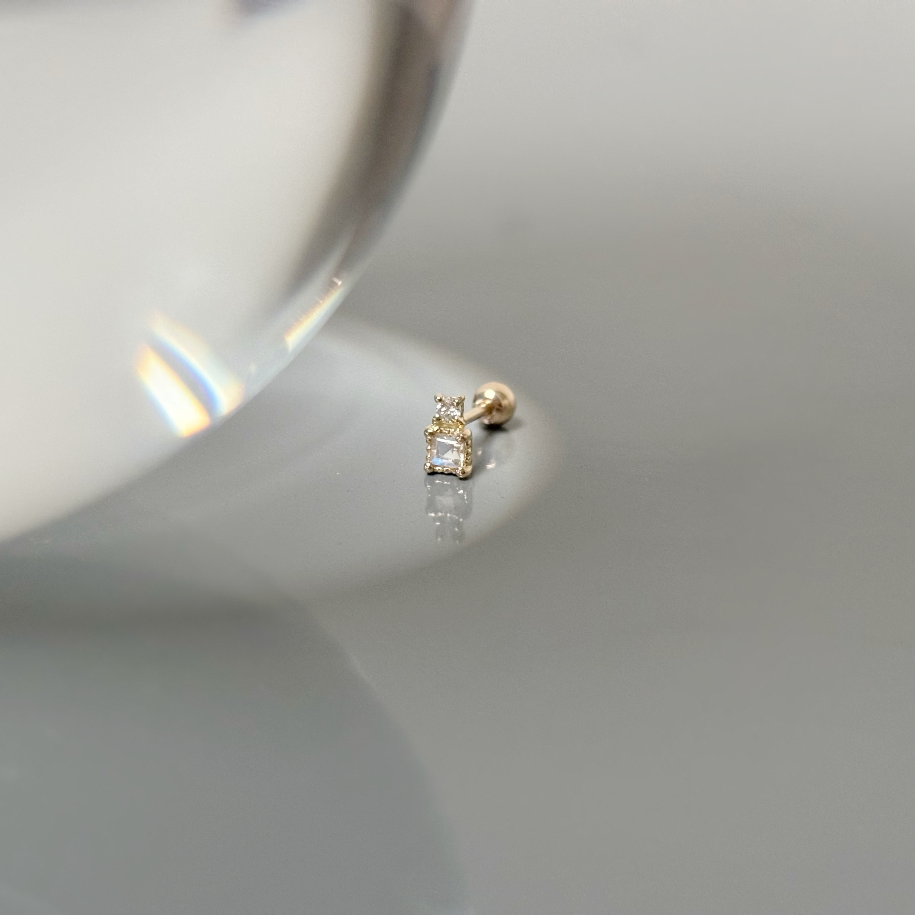 14k square perfume月光真鑽轉珠耳環