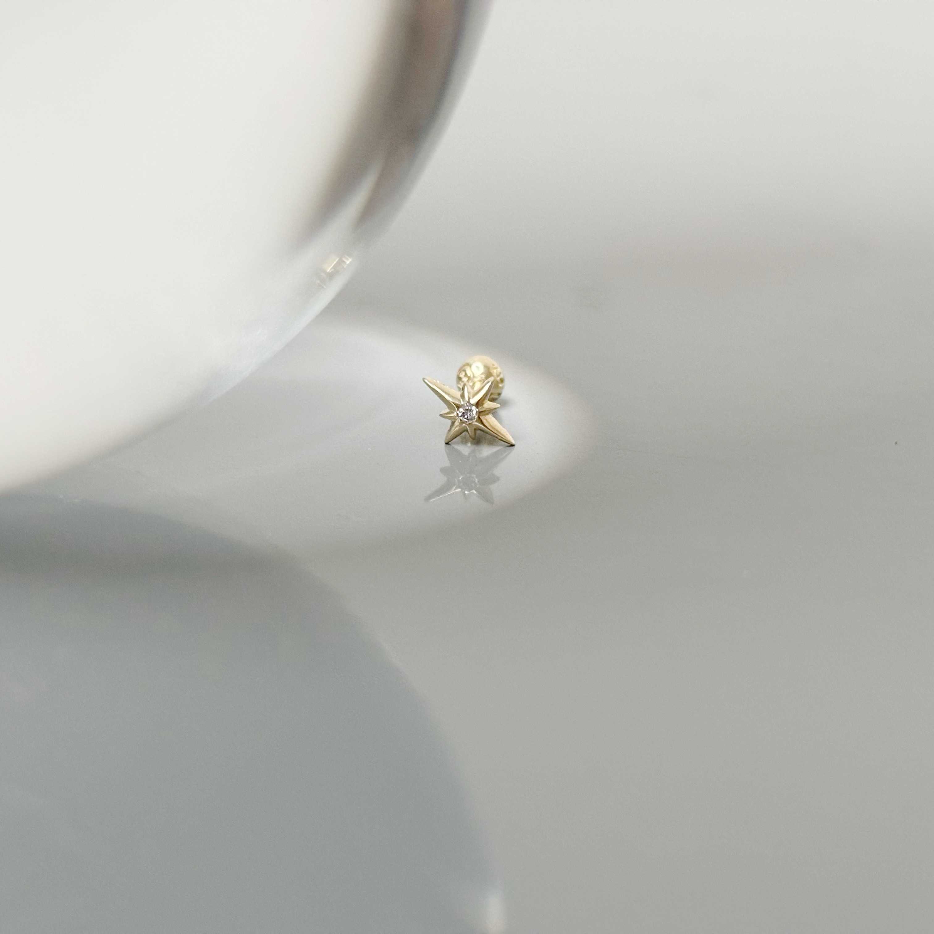 14k長星芒真鑽轉珠耳環