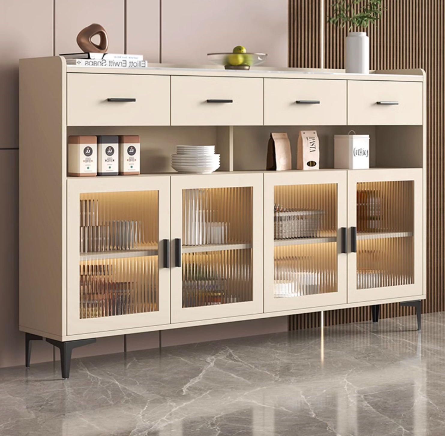 餐桌櫃 (160x40x105 - 雪山白岩板)