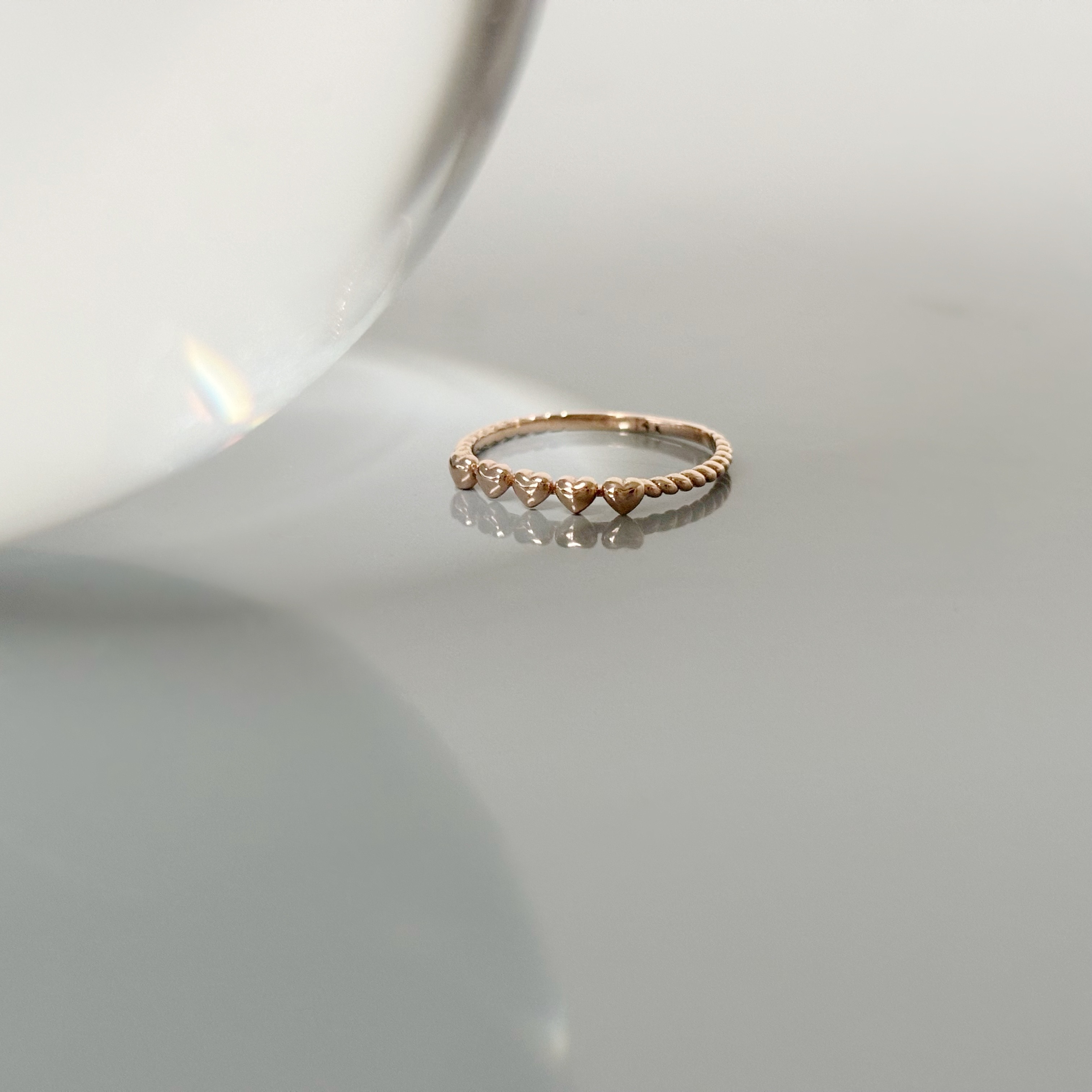 14k小排愛心麻花戒指