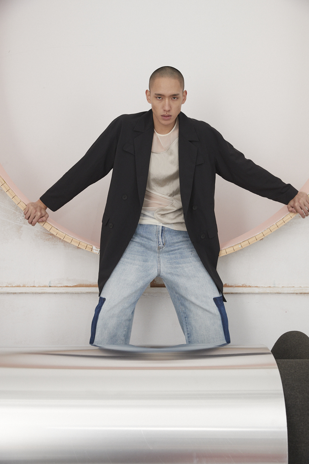 多口袋造型雙排扣西裝