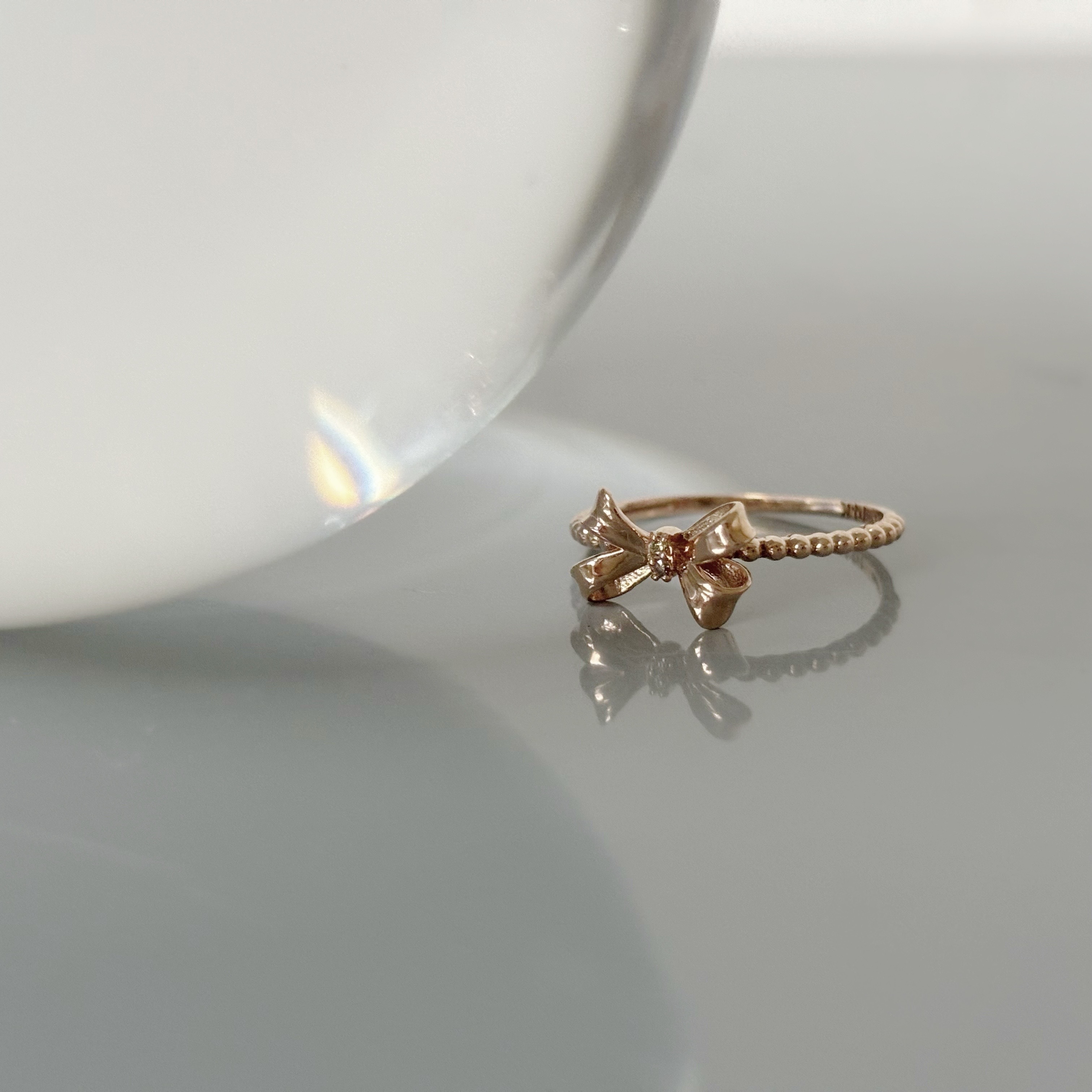 14k立體ribbon真鑽戒指