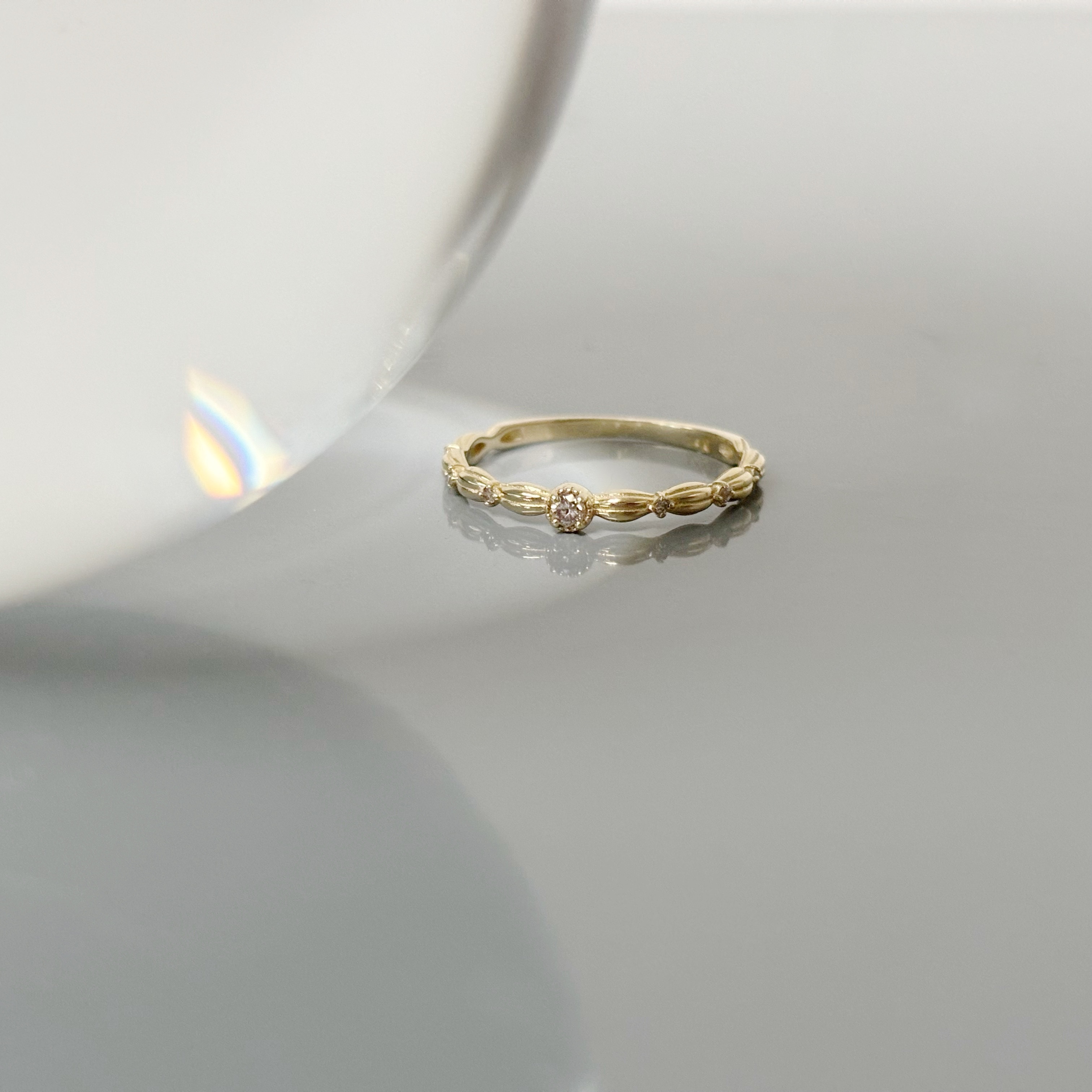 14k小四爪真鑽稻穗戒指