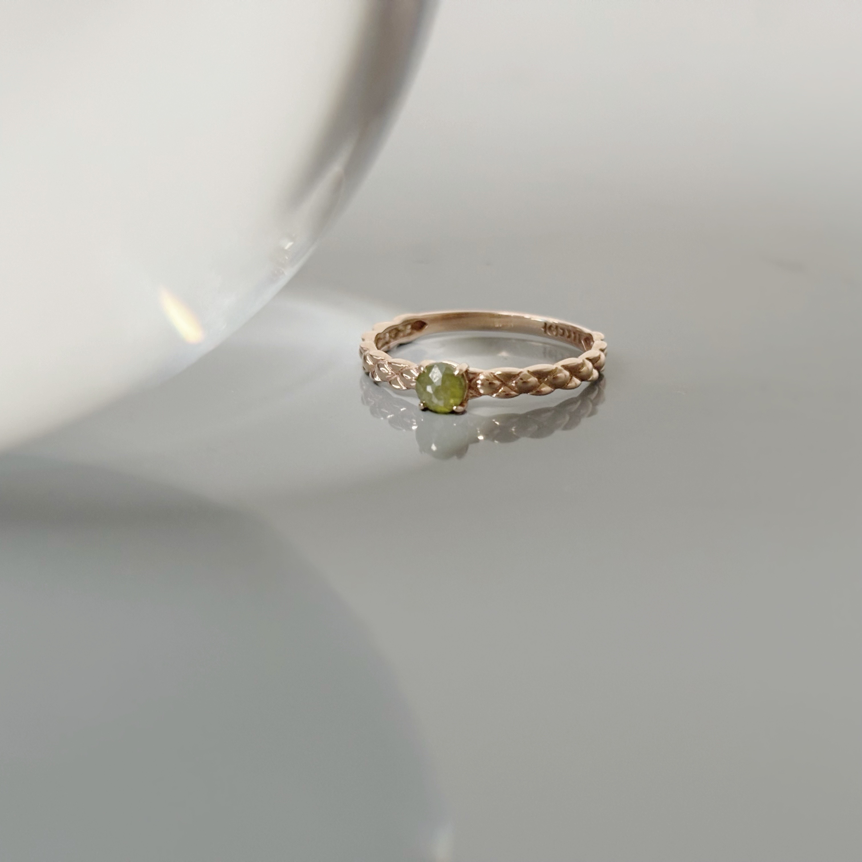 14k coco綠鑽原礦戒指