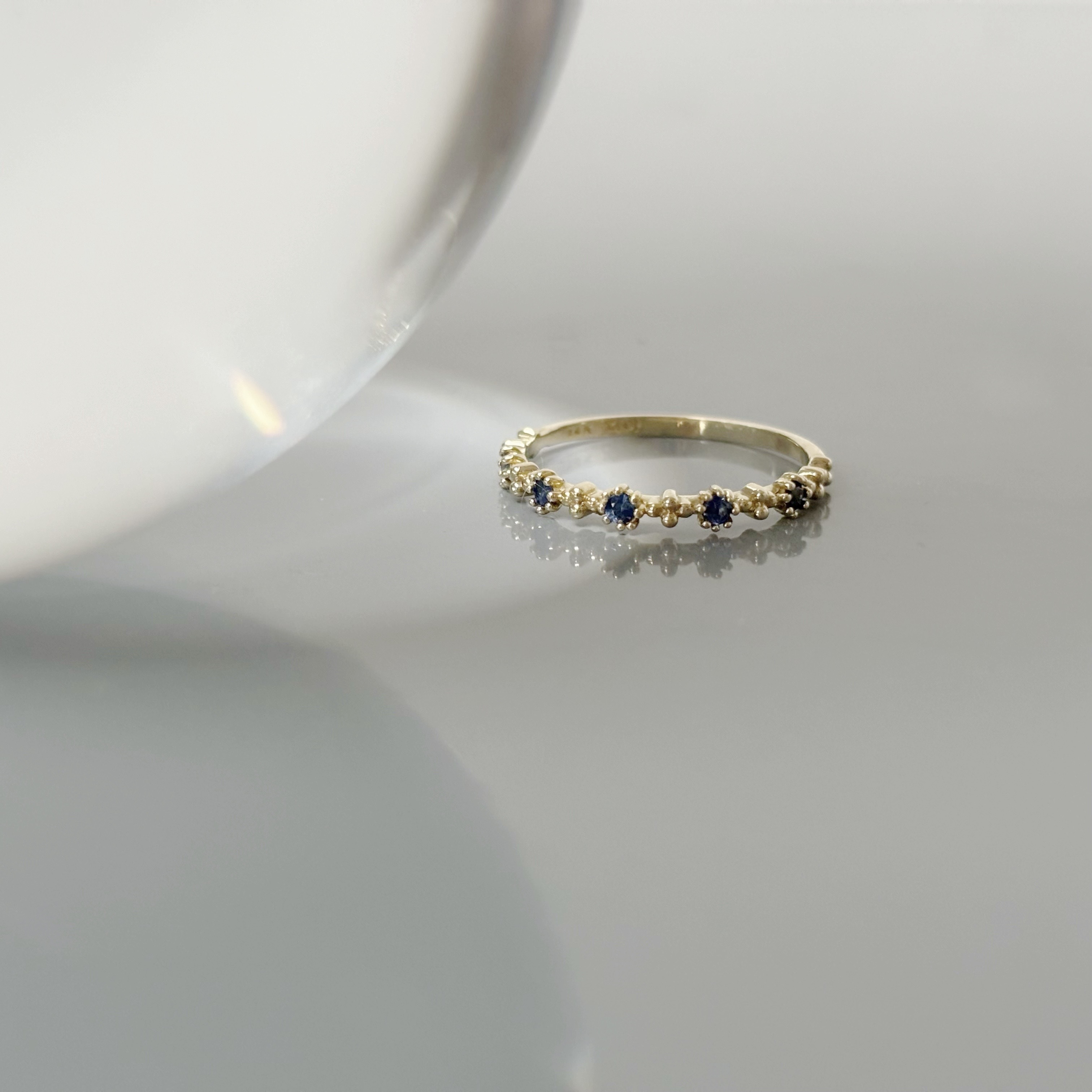 14k五顆小花藍寶石戒指