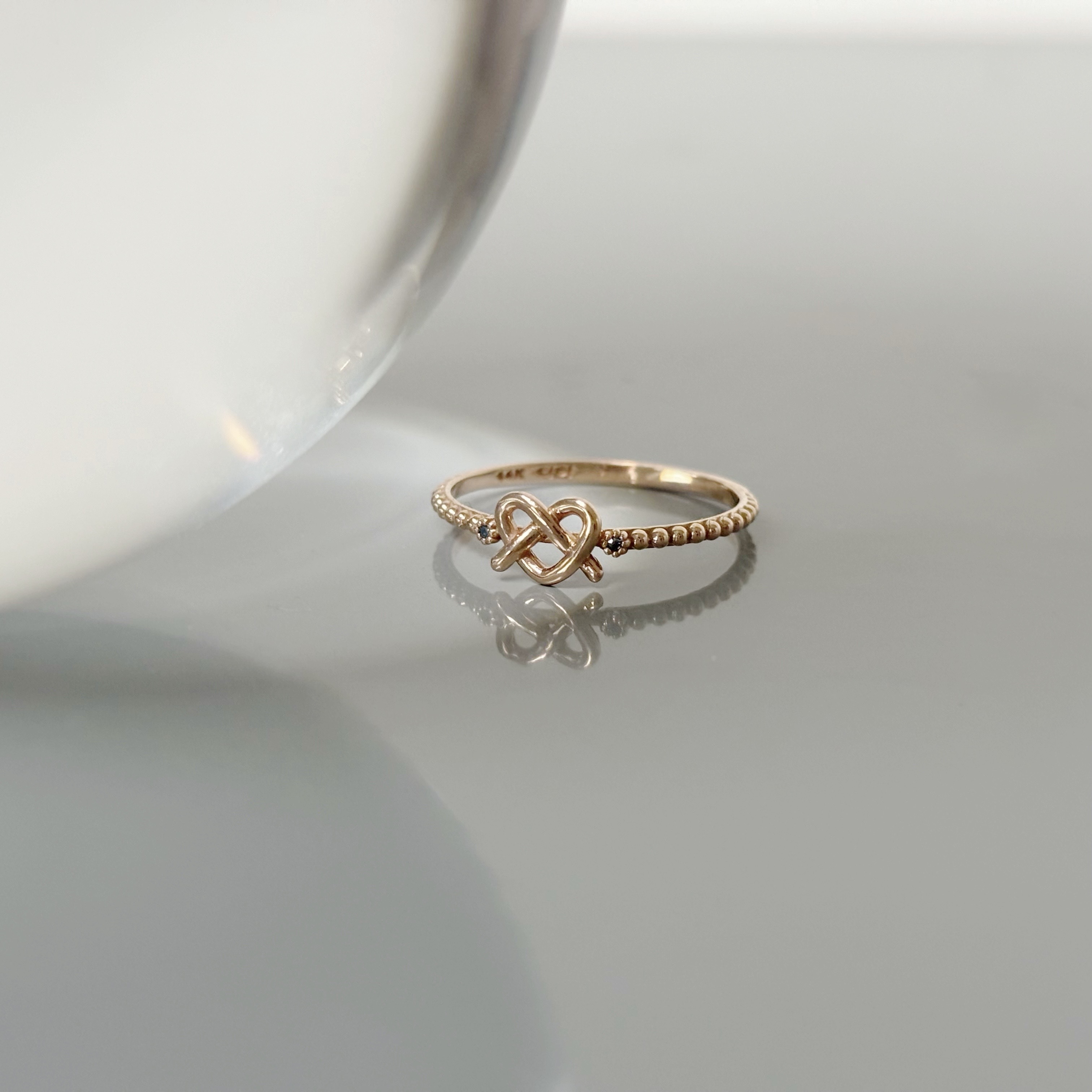 14k愛心麵包結藍鑽戒指