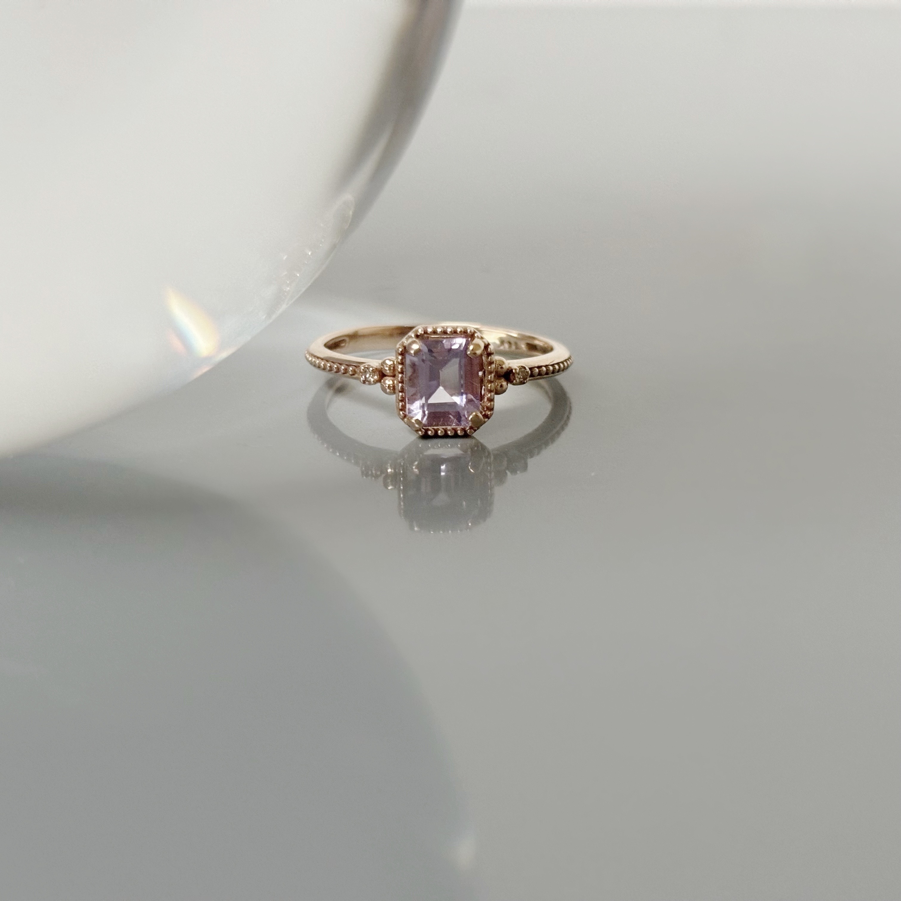 14k ionic紫水晶真鑽戒指