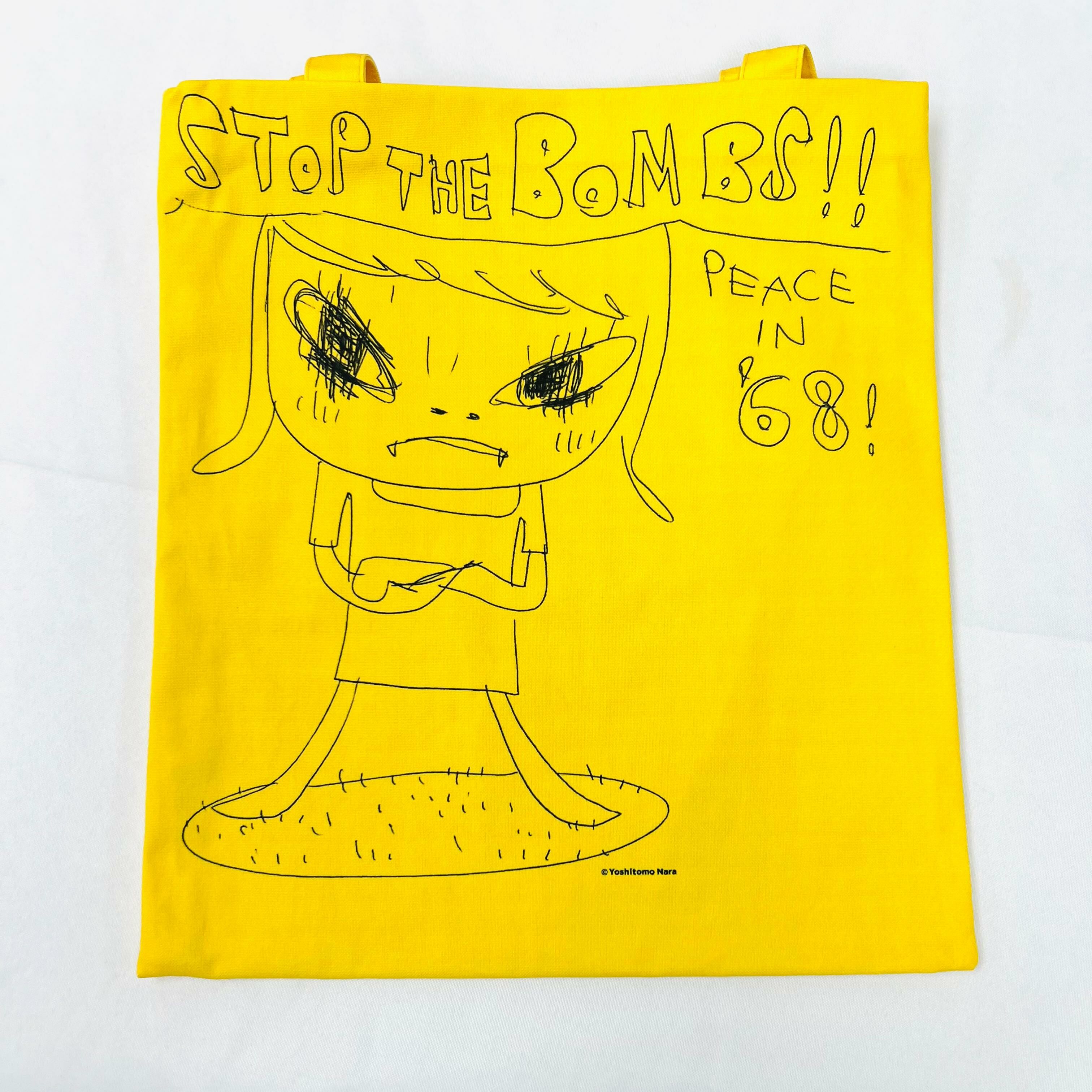 Yoshitomo Nara Tote Bag (Yellow)-STOP THE BOMBS!