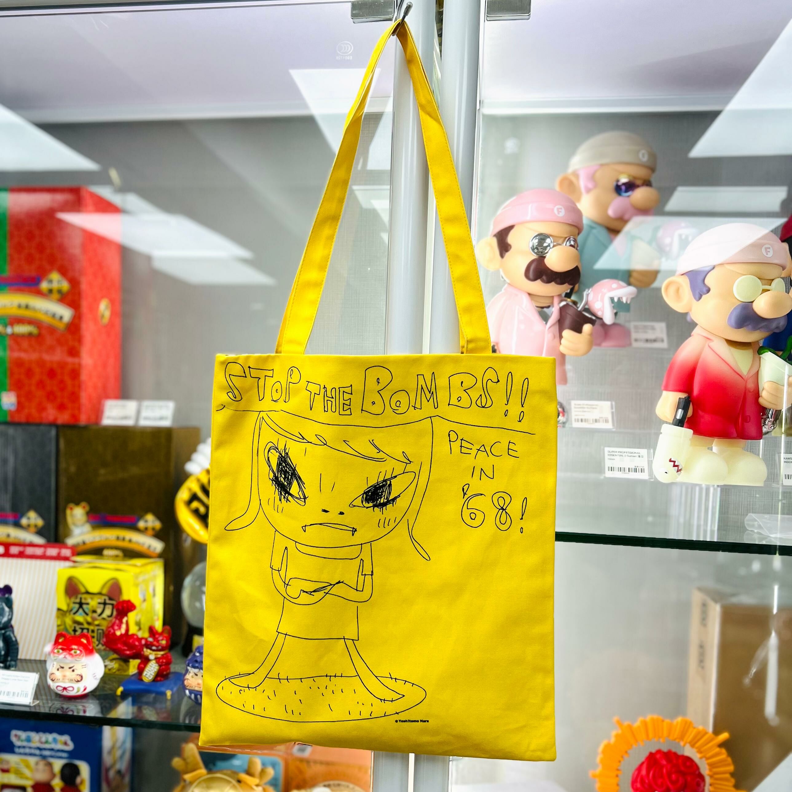 Yoshitomo Nara Tote Bag (Yellow)-STOP THE BOMBS!