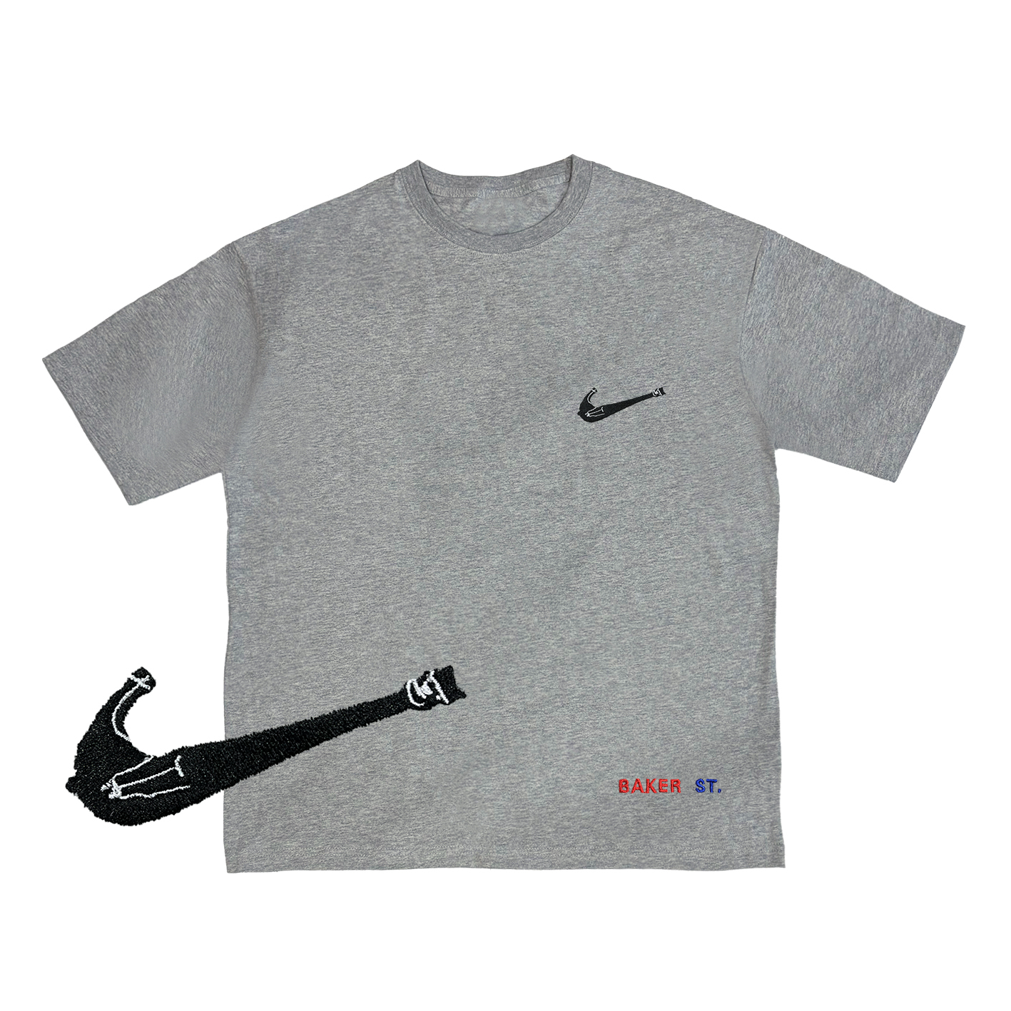 Embroidery-羊駝勾勾 刺繡  寬版落肩  短T