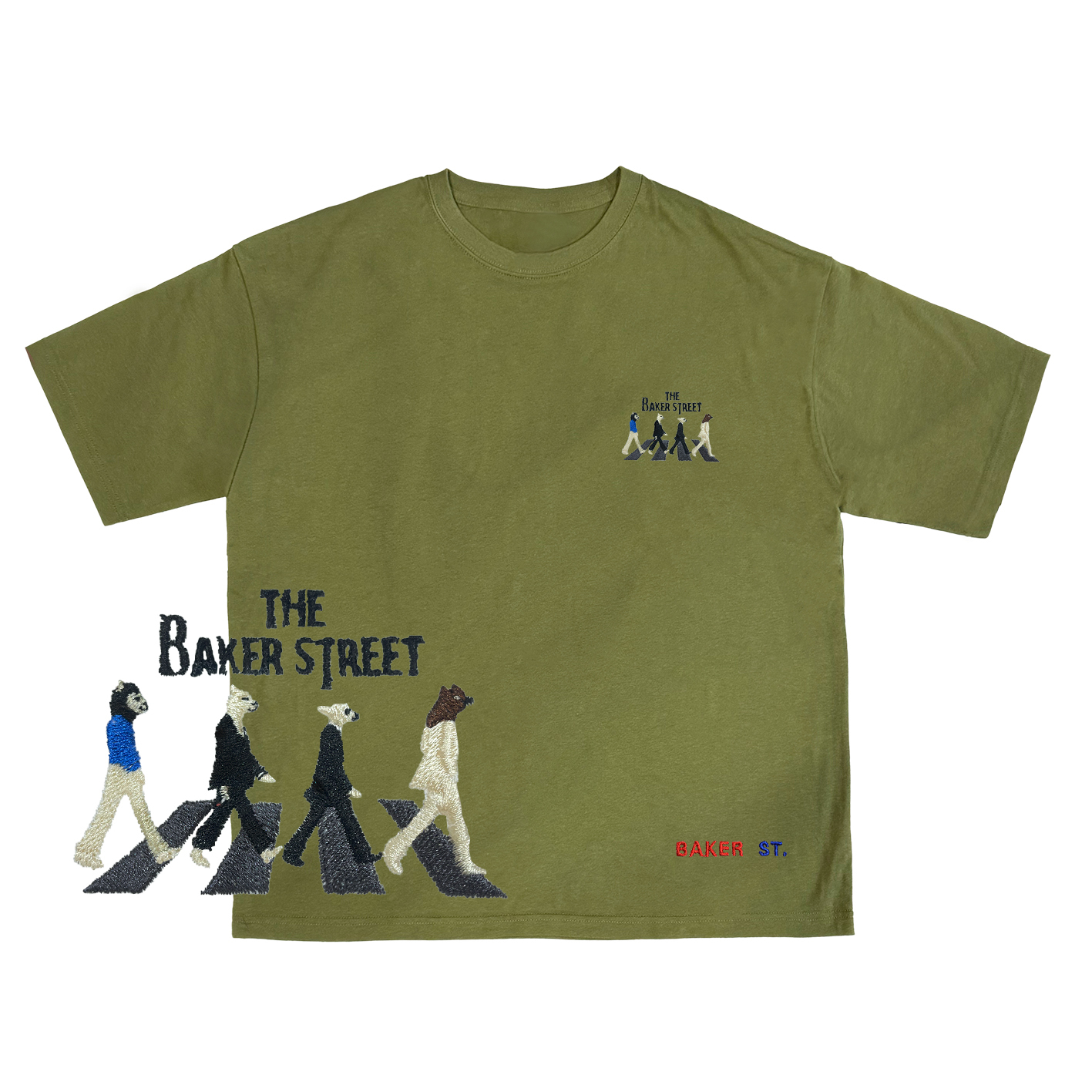 Embroidery-披駝四 刺繡  寬版落肩  短T