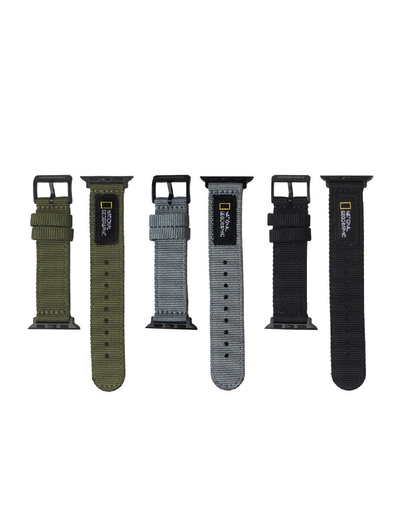 國家地理 | Apple Watch Nato 尼龍錶帶 | 黑色/灰色/軍綠色【National Geographic 台灣總代理】