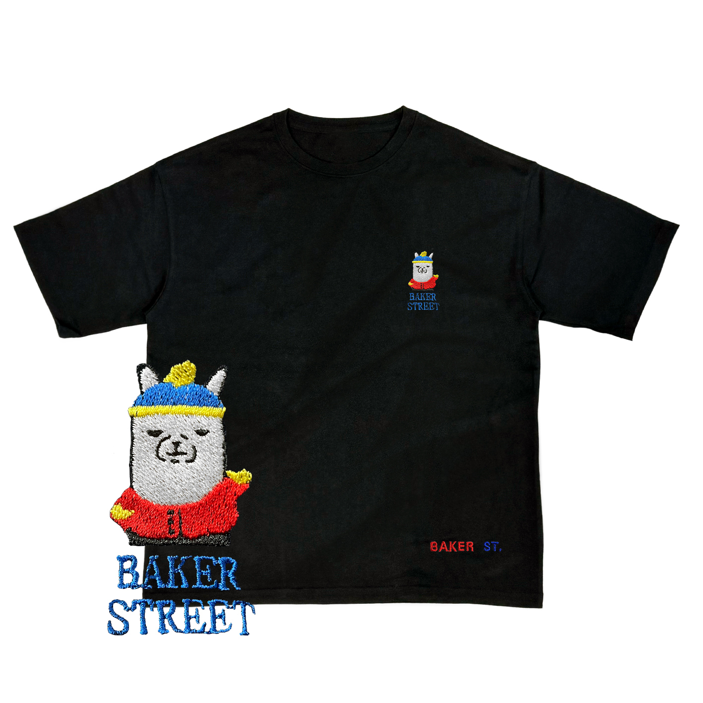 Embroidery-南方四賤駝 刺繡  寬版落肩  短T