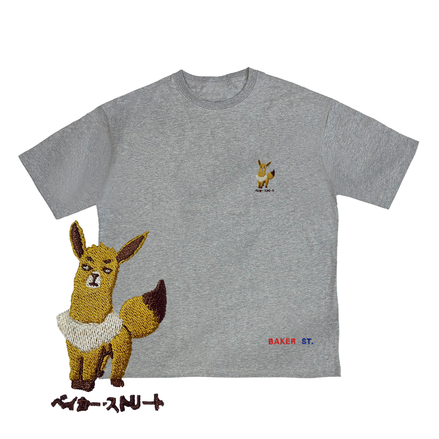 Embroidery-布布駝 刺繡  寬版落肩  短T