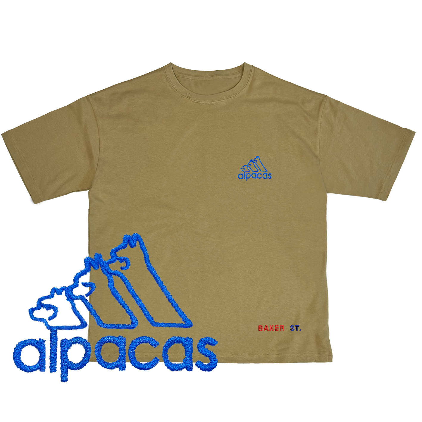 Embroidery-愛迪三兄弟 刺繡  寬版落肩  短T