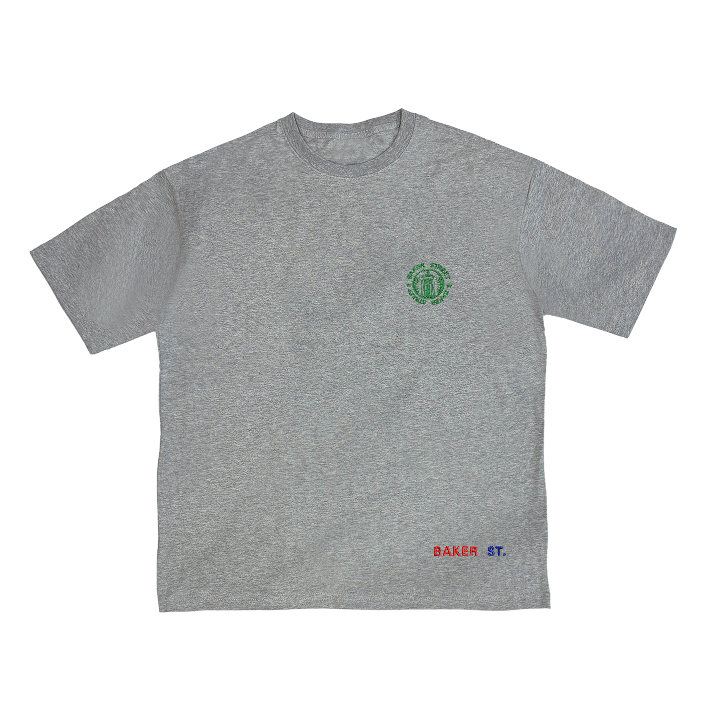 Embroidery-星巴駝駝 刺繡  寬版落肩  短T