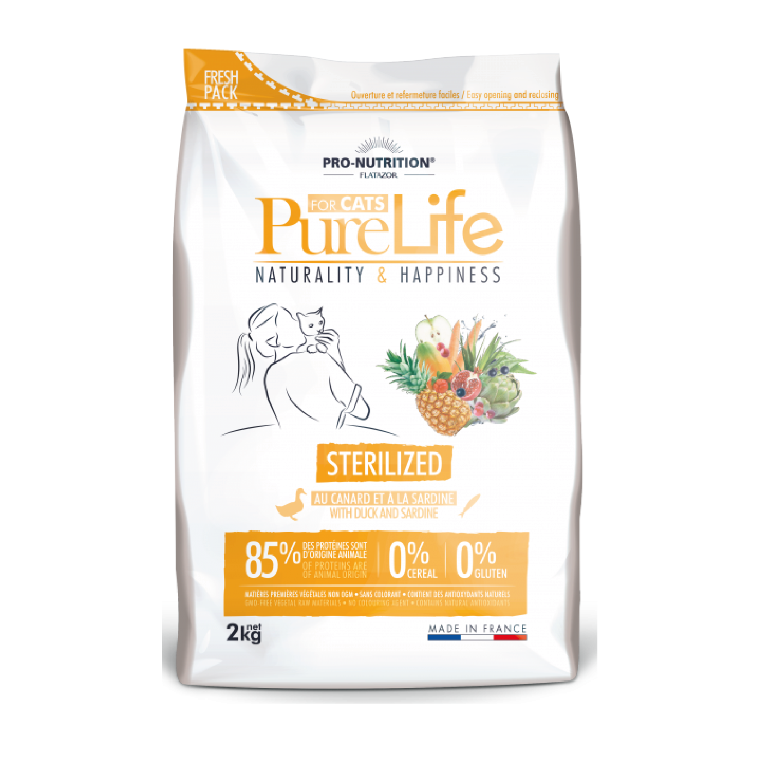 PureLife丨鴨肉沙甸魚 絕育貓配方貓糧 2kg (PL-0208)