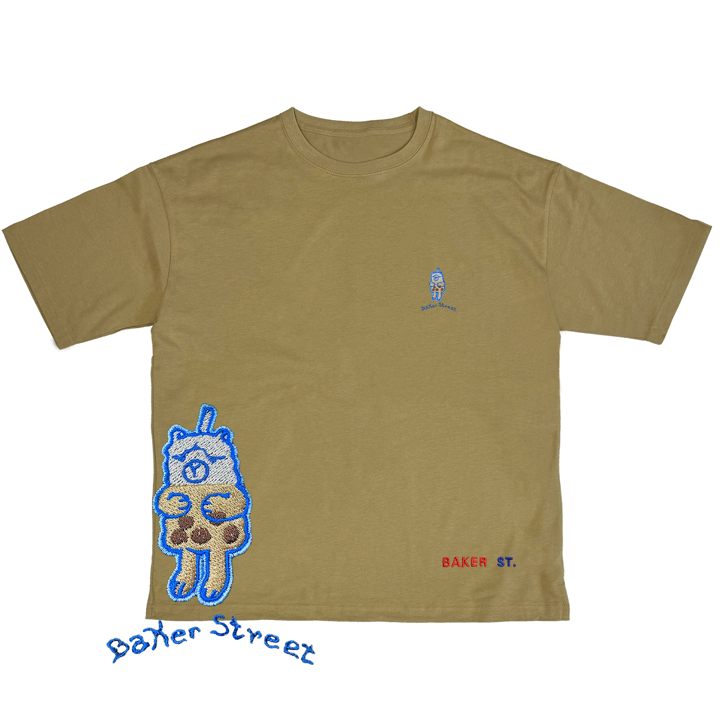 Embroidery-羊駝珍奶杯 刺繡  寬版落肩  短T