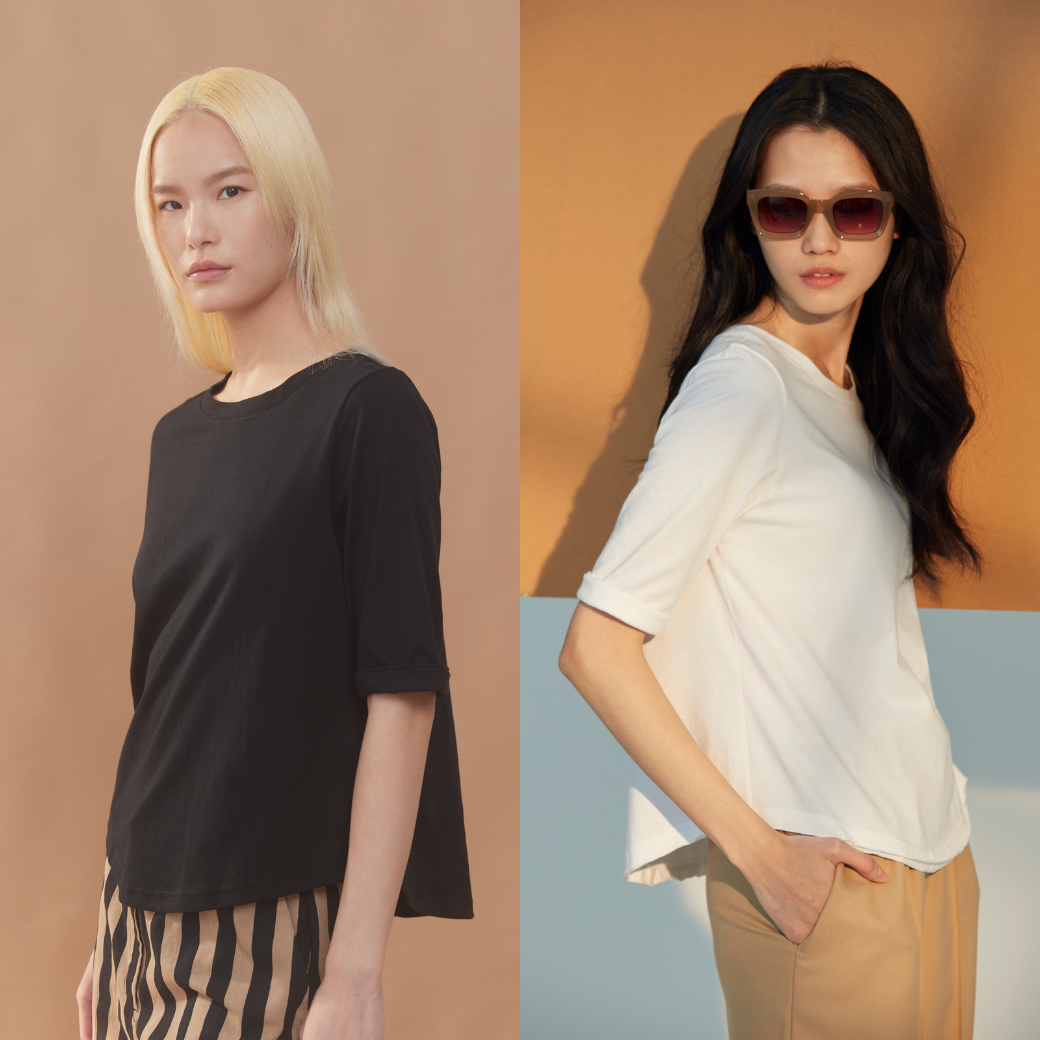 Soda 圓領反摺五分袖