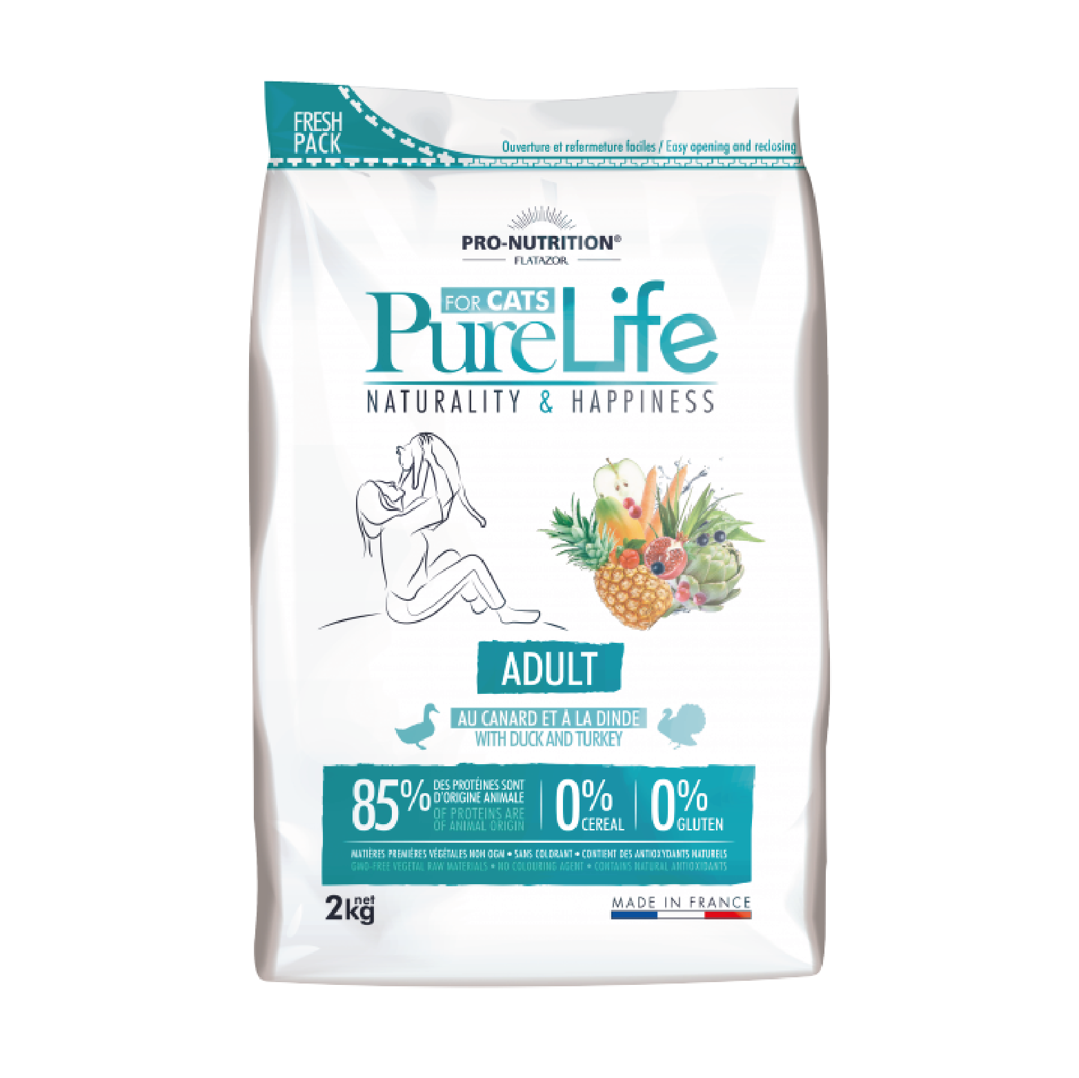 PureLife丨鴨肉火雞成貓配方貓糧 2kg (PL-0205)