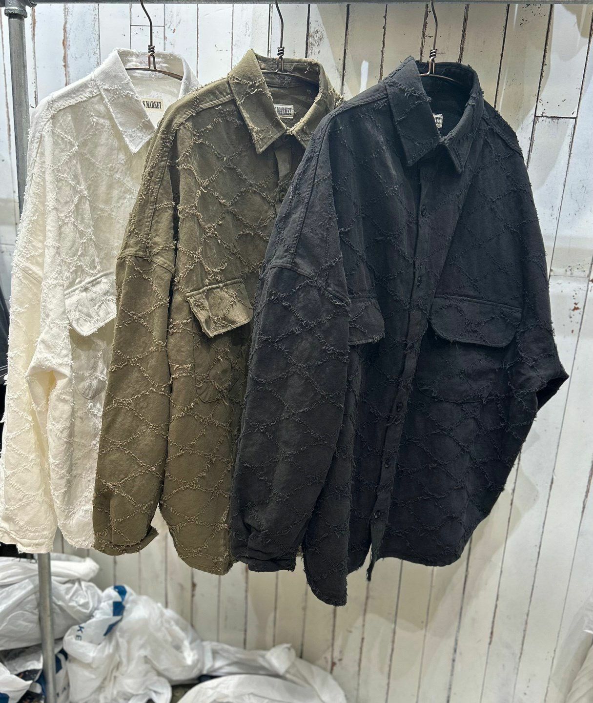 暗菱格長袖恤衫 FARMERS-004S