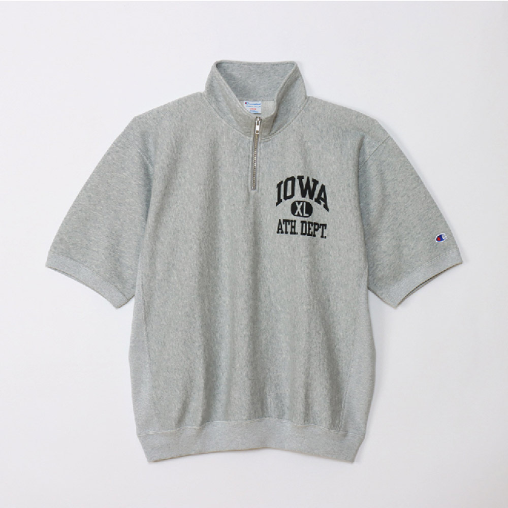 男款-REVERSE WEAVE® 立領衛衣短TEE-灰色（C3-Z007-070）