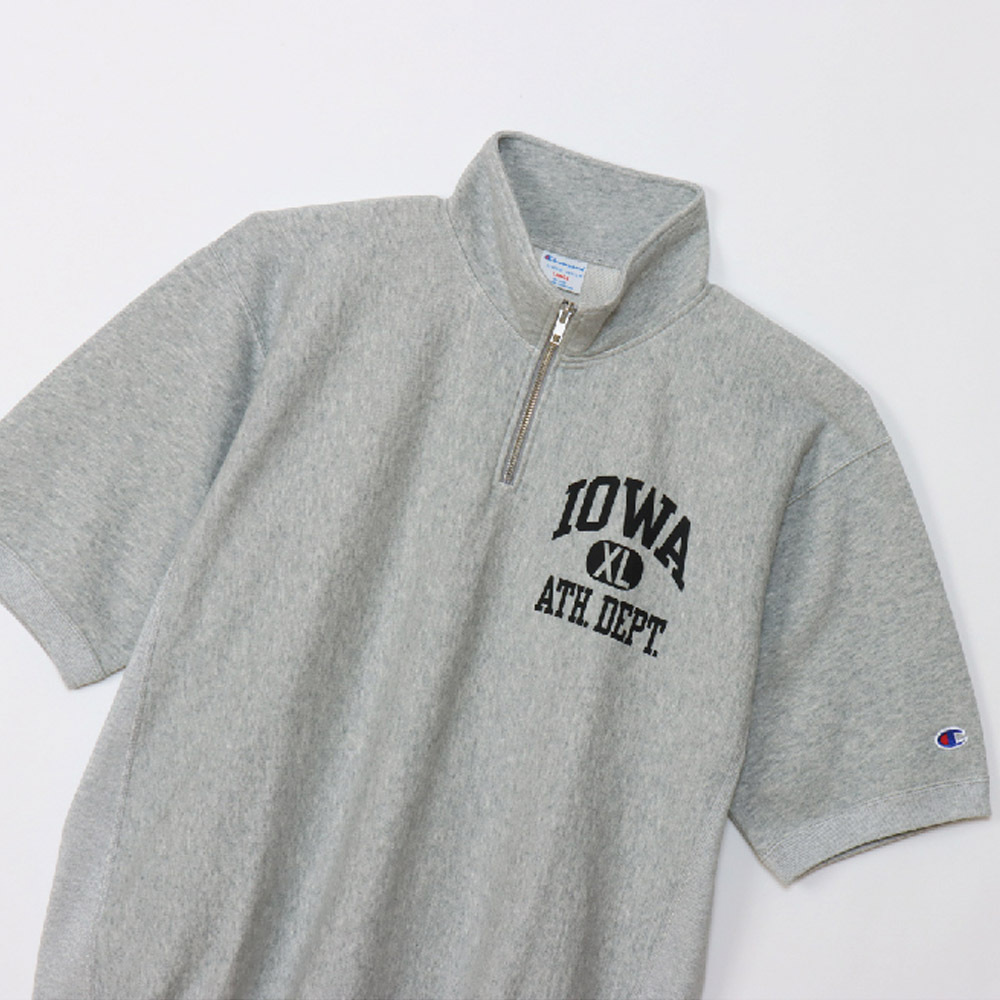 男款-REVERSE WEAVE® 立領衛衣短TEE-灰色（C3-Z007-070）