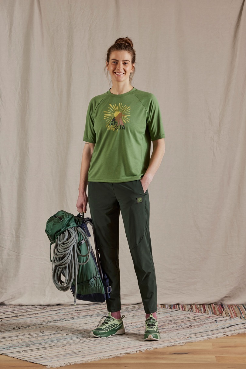 【MALOJA】女麻料混紡快乾短袖上衣 / 24MA37114-[綠、紫、棕]